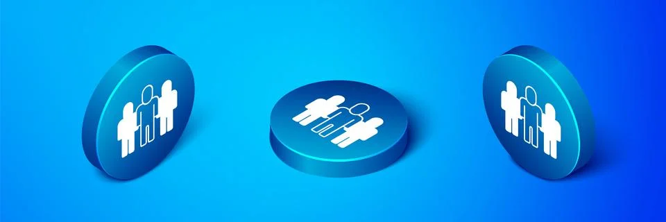 Isometric Project team base icon isolated on blue background. Business analysis Illustrazione stock