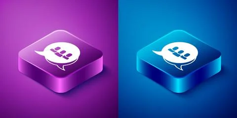 Isometric Project team base icon isolated on blue and purple background 스톡 일러스트