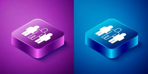 Isometric Project team base icon isolated on blue and purple background 스톡 일러스트