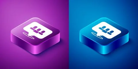 Isometric Project team base icon isolated on blue and purple background. Bu.. Illustrazione stock