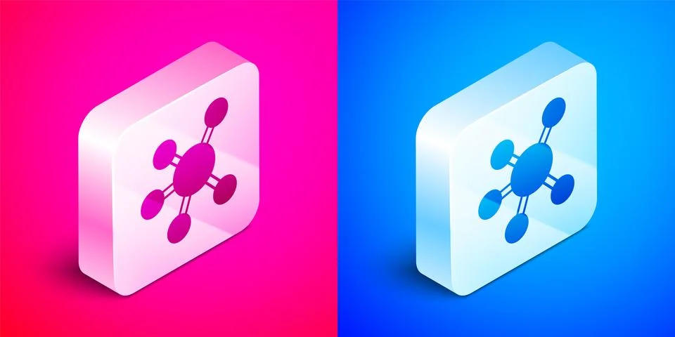 Isometric Project team base icon isolated on pink and blue background. Busi.. Illustrazione stock