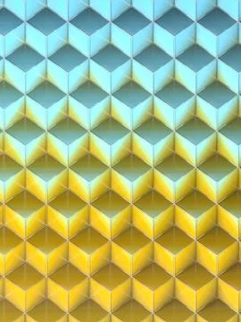 Isometric projection of cubes with a striped pattern in a silver wire 3d render Stock Illustration