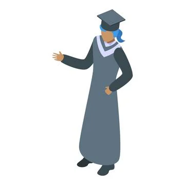 Isometric projection of a graduating student making a presentation Stock Illustration