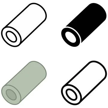 Isometric Projection Icon Set of Cylindrical Tubes in Multiple Graphic Styles イラスト素材