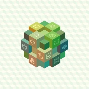 Isometric projection infographic array of cubes Stock Illustration