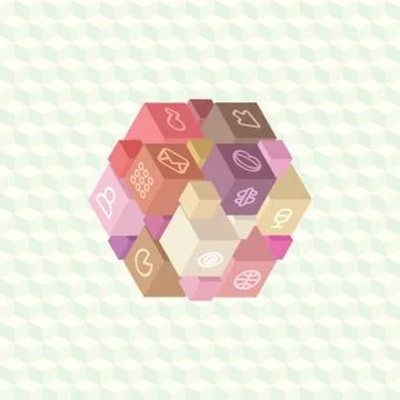 Isometric projection infographic array of cubes Stock Illustration