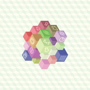 Isometric projection infographic array of cubes Illustrazione stock