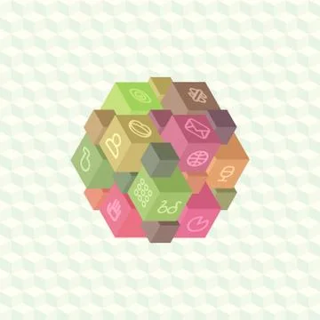 Isometric projection infographic array of cubes Stock Illustration