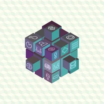 Isometric projection infographic array of cubes Illustrazione stock