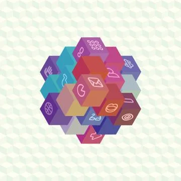 Isometric projection infographic array of cubes Stock Illustration