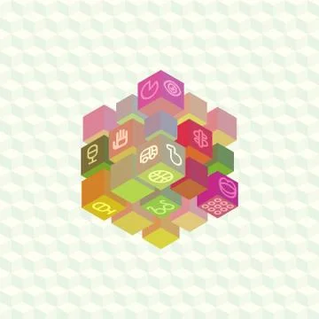 Isometric projection infographic array of cubes Stock Illustration