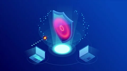 Isometric Protection network security and safe your data Stock Footage 131274517