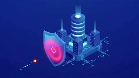 Isometric Protection network security and safe your data Stock Footage 131274589