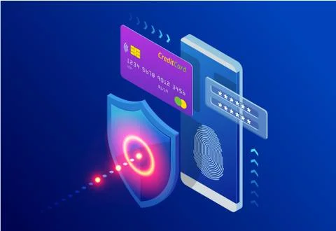 Isometric Protection network security and safe your data concept. Web page Stock Illustration