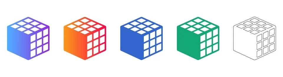 Isometric Puzzle Cube Icon Set Illustrazione stock