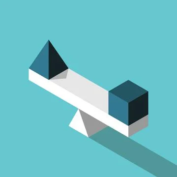 Isometric pyramid, cube, balance Stock Illustration