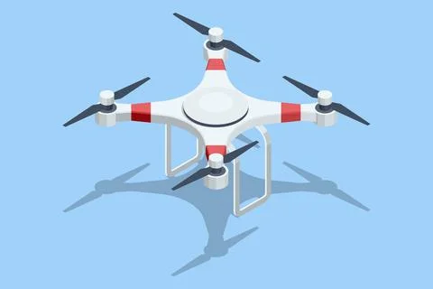 Isometric quadcopter drone isolated. Compact unmanned aircraft with four rotors Stock Illustration