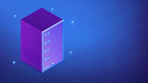 Isometric quantum computer. Vector 3d illustration. Stock Illustration