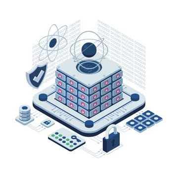 Isometric Quantum Resistant Encryption with a Central Secure Server 스톡 일러스트