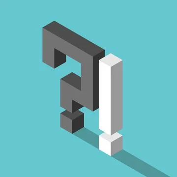 Isometric question, exclamation mark Stock Illustration