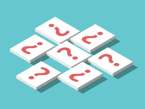 Isometric question mark cards Stock Illustration