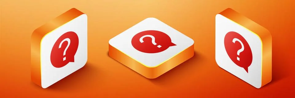 Isometric Question mark in circle icon isolated on orange background. Hazard Stock Illustration