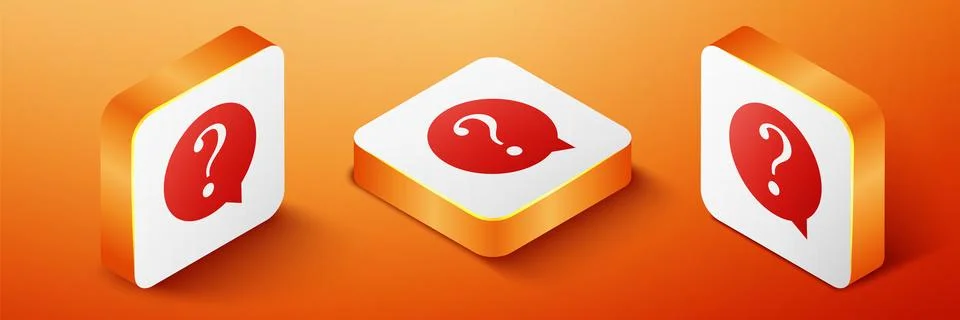 Isometric Question mark in circle icon isolated on orange background. Hazard Stock Illustration