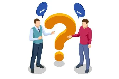 Isometric Question Marks, Message box with question, Chatbot technology, AI chat Stock Illustration