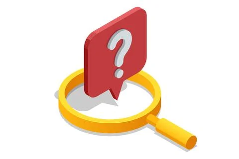 Isometric Question Marks, Message box with question, Chatbot technology, AI chat Stock Illustration