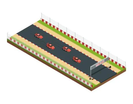 Isometric Race Track Composition 스톡 일러스트