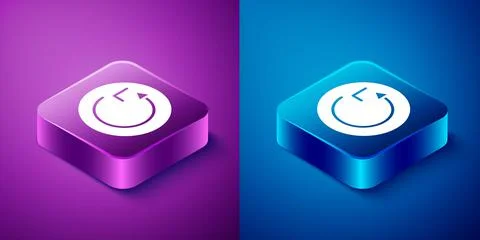 Isometric Radius icon isolated on blue and purple background. Square button Illustrazione stock