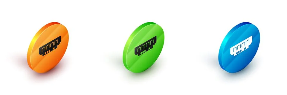 Isometric RAM, random access memory icon isolated on white background. Circle Stock-Illustration