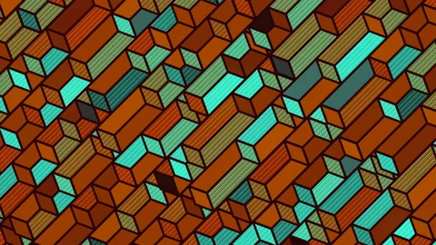 Isometric rectangles pattern loop animation. 3d rendering. 4K, UHD resolution Stock Footage 122299066