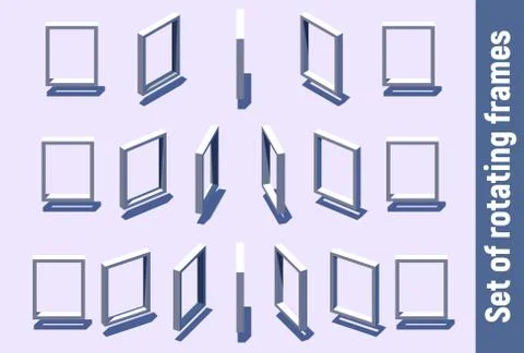 Isometric rectangular frame rotating Ilustración de archivo