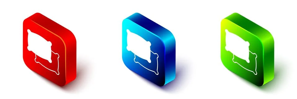 Isometric Rectangular pillow icon isolated on white background. Cushion sign Stock Illustration