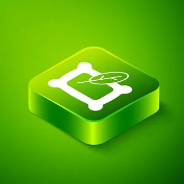 Isometric Rectangular pillow icon isolated on green background. Cushion sign Stock Illustration