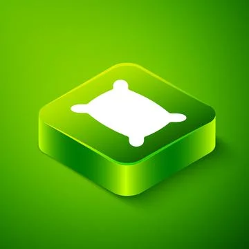 Isometric Rectangular pillow icon isolated on green background. Cushion sign Stock Illustration