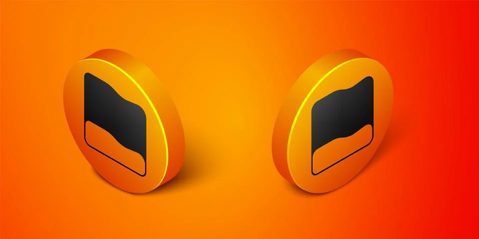 Isometric Rectangular pillow icon isolated on orange background. Cushion sign 库存插图