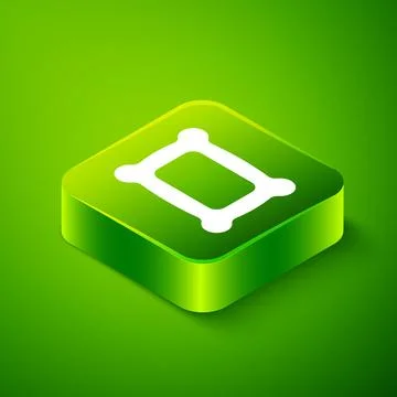 Isometric Rectangular pillow icon isolated on green background. Cushion sign Stock Illustration