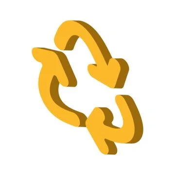 Isometric of Recycle cycle vector symbol isolated on yellow background. Vector Stock Illustration
