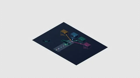 Isometric Recycling Plant Sorting Line with materials separating by 4K Alpha Видео 346357180