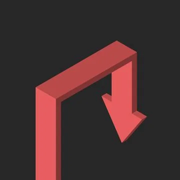 Isometric red arrow, despair Stock Illustration