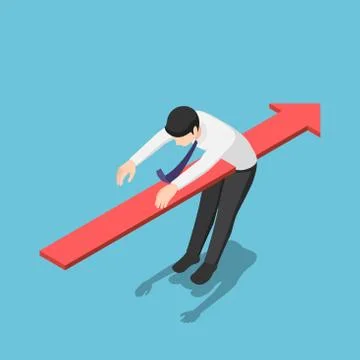 Isometric red arrow piercing through the body of businessman Stock Illustration