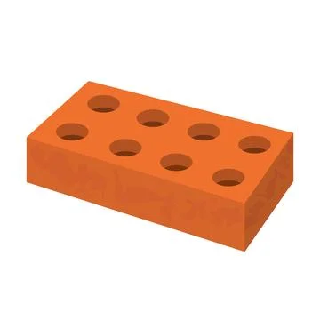 Isometric Red Brick with Holes Vector Illustration Stock Illustration