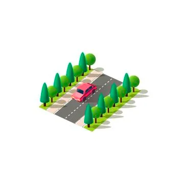 Isometric red car Stock Illustration
