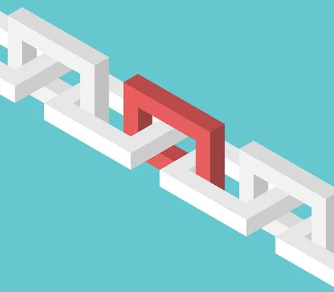 Isometric red chain link Stock Illustration