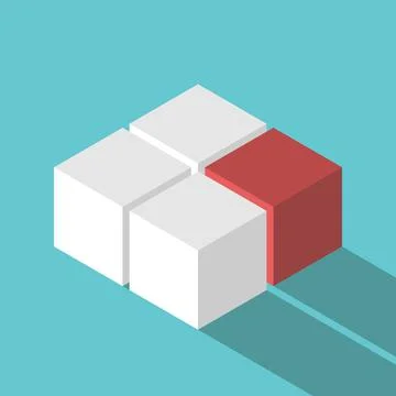 Isometric red missing cube Stock Illustration