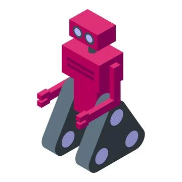 Isometric red robot on white background Stockillustratie
