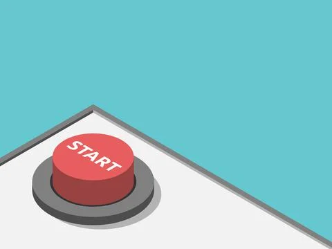 Isometric red start button Illustrazione stock