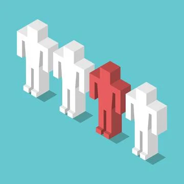 Isometric red unique man Stock Illustration